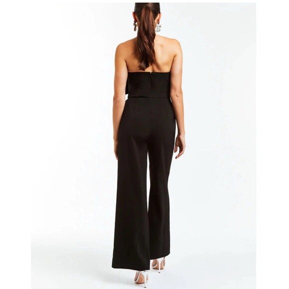 NWT Mestiza New York Jules Strapless Velvet Bow-Front Jumpsuit in Black Size 2 - Picture 7 of 8